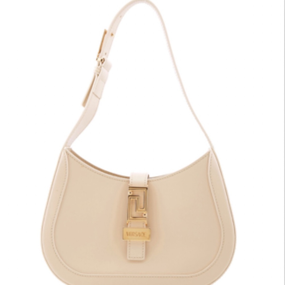 Versace Beige Shoulder Bag with Gold Accents